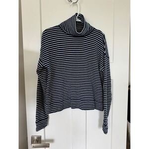 Vineyard Vines Womens Striped Turtleneck Sweater Navy White Size S